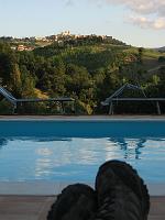 The Apartment In Summer - View from pool to Camerino 